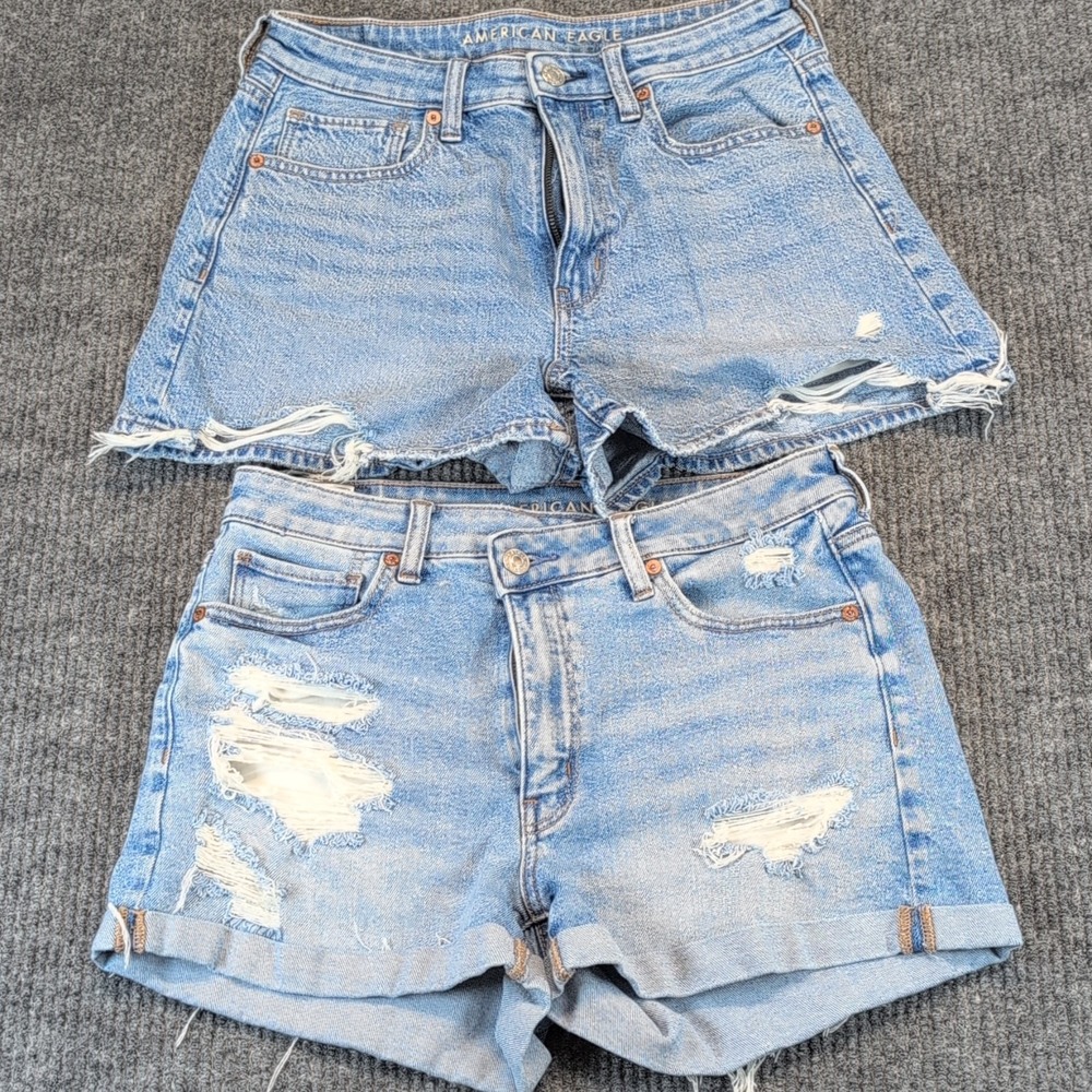 American Eagle Outfitters Mom Short Women's 6 High Rise Stretch Denim LOT OF 2